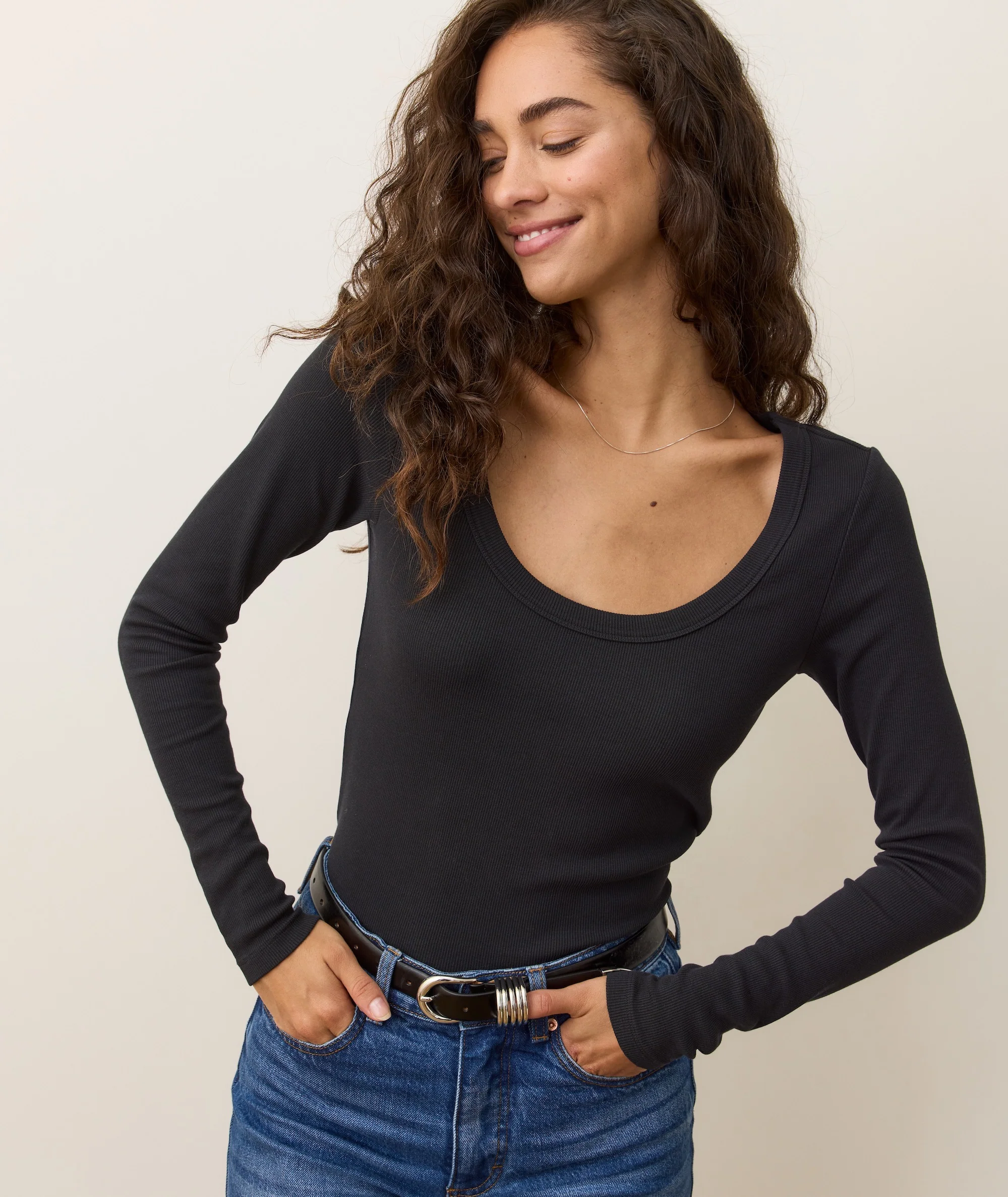 Lexi Rib Sun-In Long Sleeve Scoop Tee