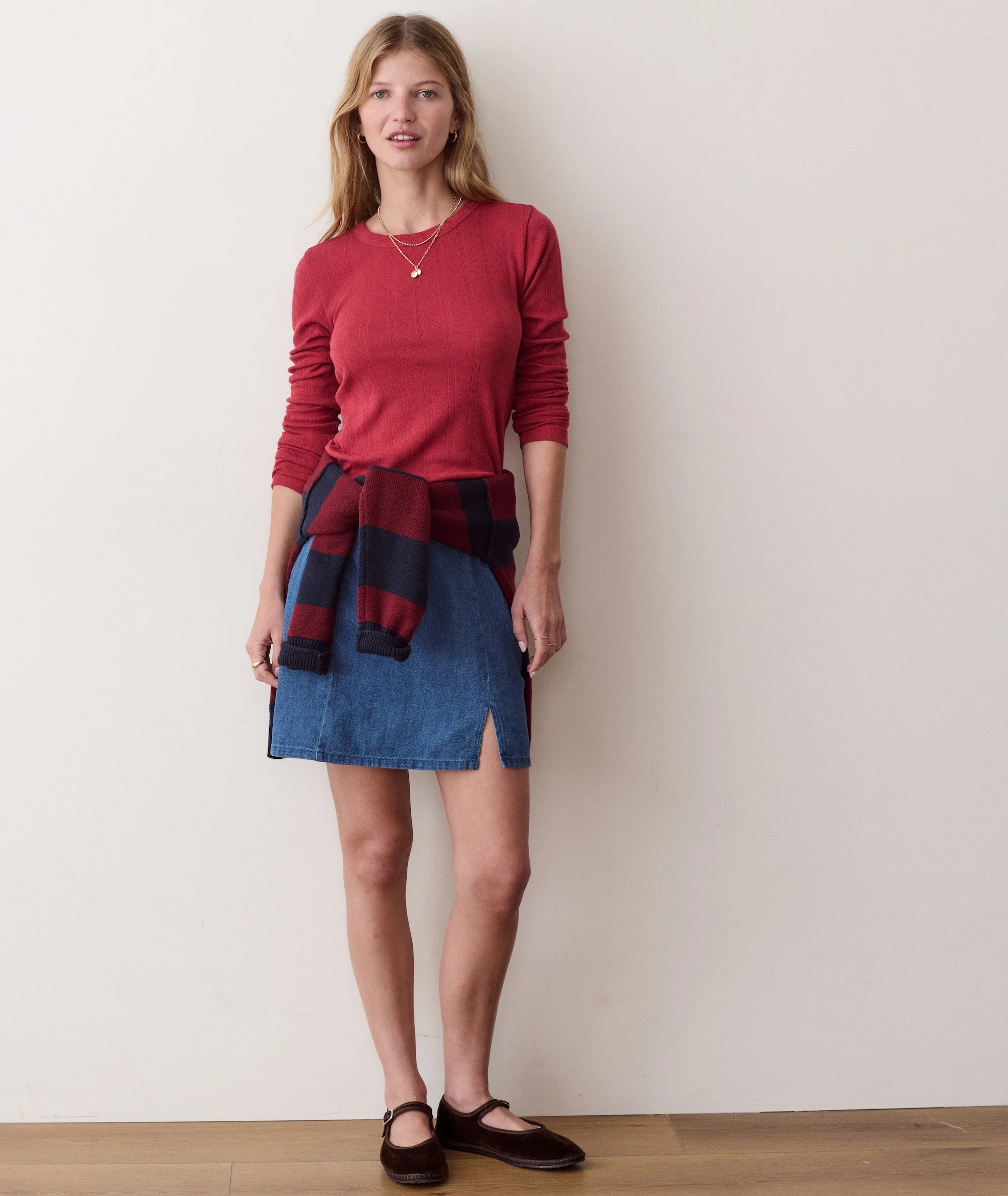 Lexi Pointelle Long Sleeve Crew Tee - Image 3