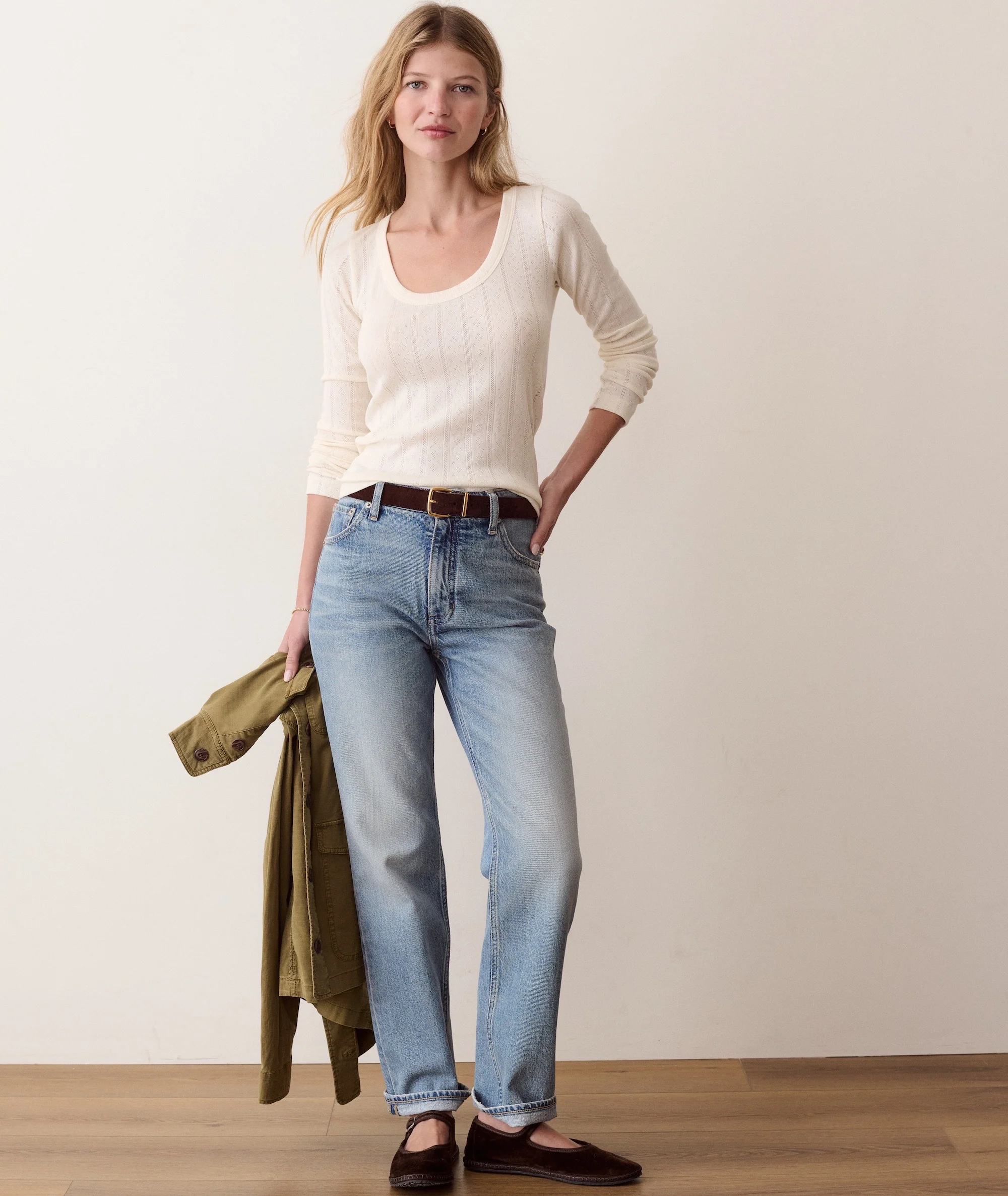 Lexi Pointelle Long Sleeve Scoop Tee - Image 3