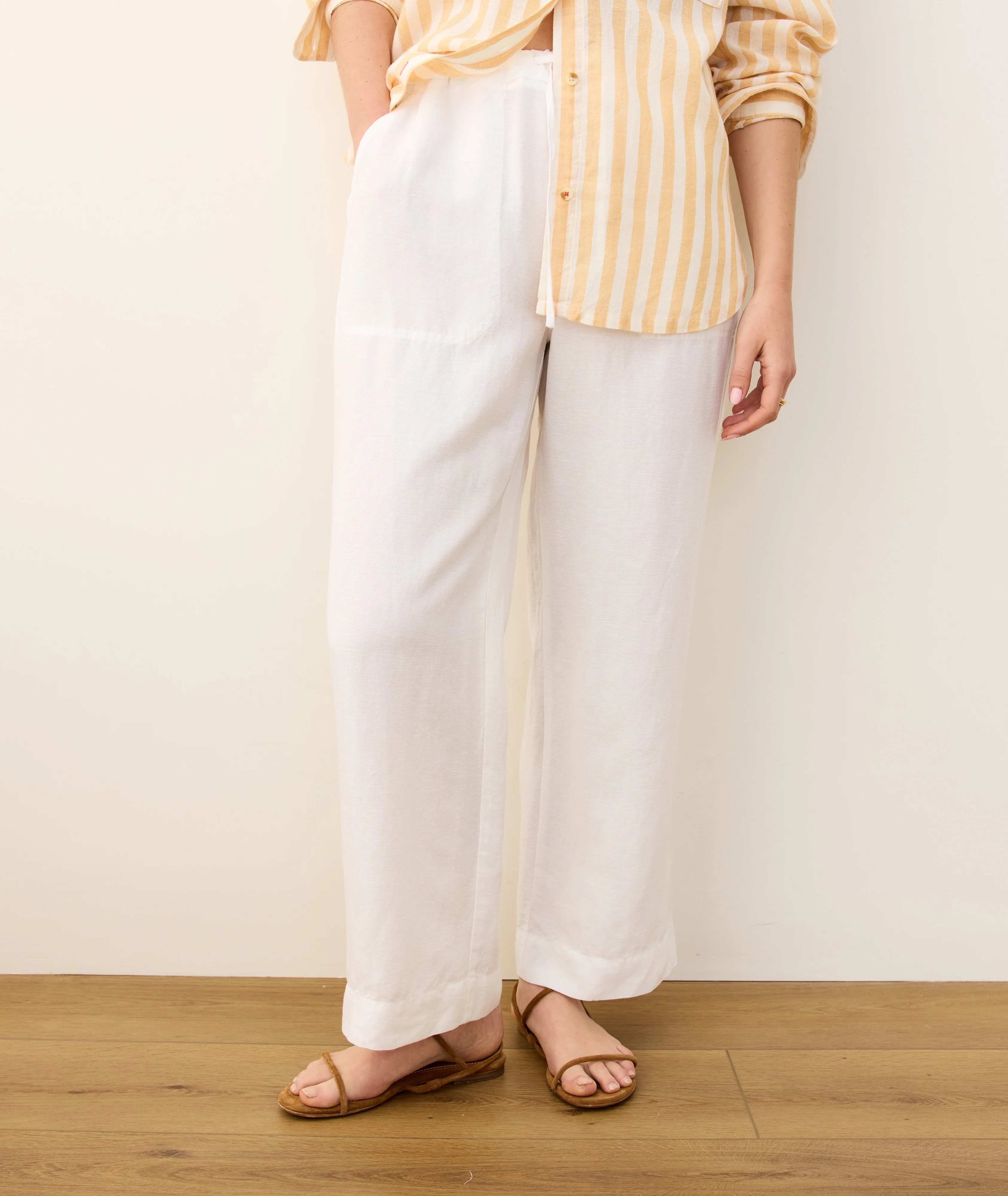 Linen Drawstring Straight Leg Pant - Image 2
